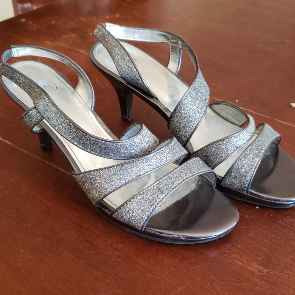 Silver sparkle heels